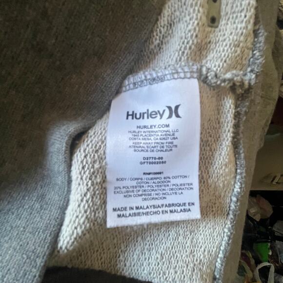 Hurley Hoodie Womens Small Gray Logo Pullover Sweatshirt Funnel Neck Long Sleeve - Picture 6 of 13